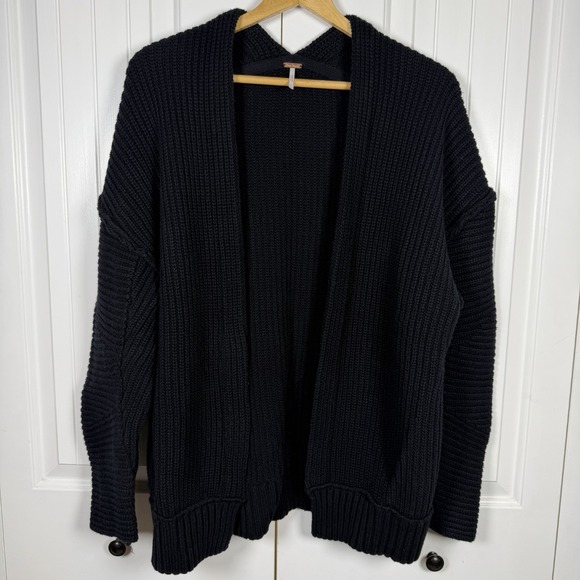 Free People Sweaters - Free People Open Chunky Knit Cardigan Women's Size Small Black Long Sleeve